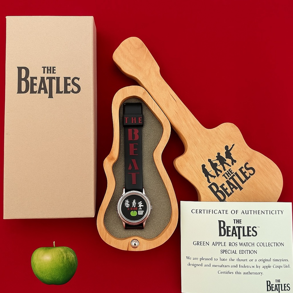 Beatles Green Apple B38 Watch – Limited Edition in Wooden Guitar Case (1997)